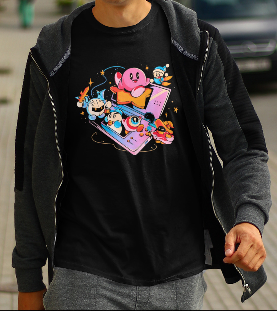 Kirby And Friends Adventure On Pink Portable Game Console T-Shirt
