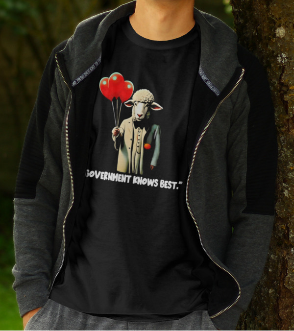 Sheep Holding Red Balloons Government Knows Best T-Shirt