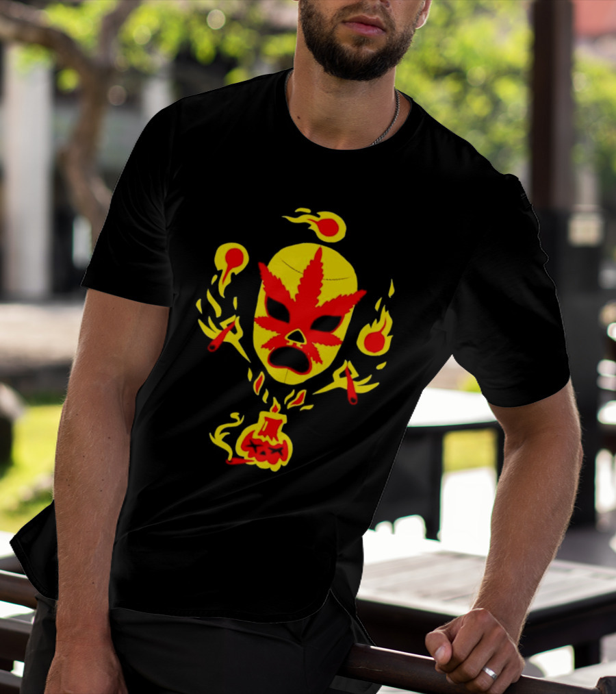 The Ablazing Blitzed Brothers Flaming Leaf Mask T-Shirt