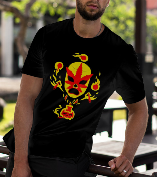 The Ablazing Blitzed Brothers Flaming Leaf Mask T-Shirt