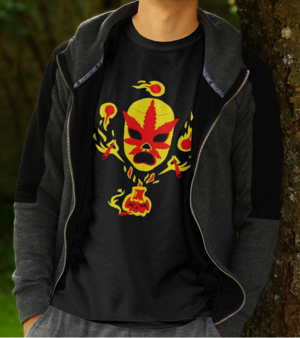 The Ablazing Blitzed Brothers Flaming Leaf Mask T-Shirt