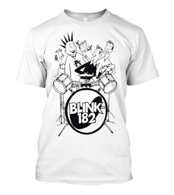 Blink-182 Cartoon Band Fun Characters Drums T-Shirt
