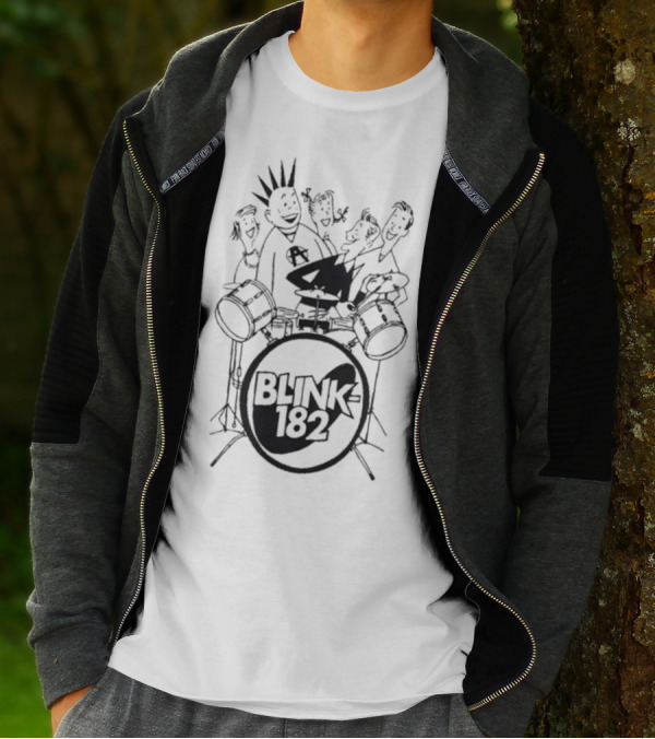 Blink-182 Cartoon Band Fun Characters Drums T-Shirt