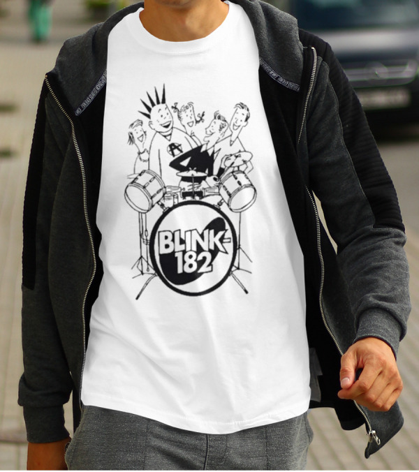 Blink-182 Cartoon Band Fun Characters Drums T-Shirt