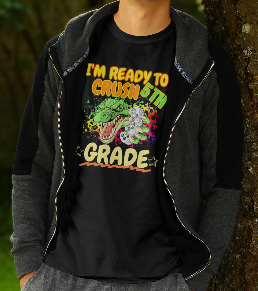 I’m Ready To Crush 5th Grade Dinosaur Gamer Back To School T-Shirt