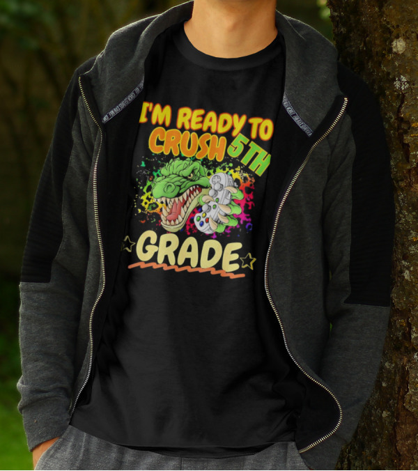 I’m Ready To Crush 5th Grade Dinosaur Gamer Back To School T-Shirt