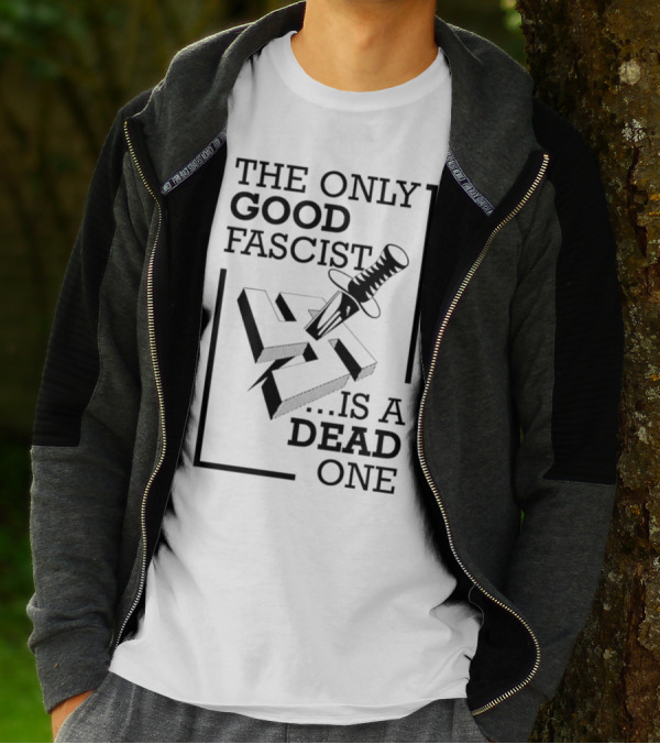 The Only Good Fascist Is A Dead One Knife Swastika T-Shirt