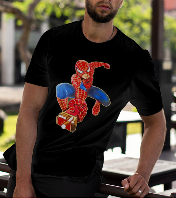 Spiderman Funny Smoking Man Superhero T-Shirt