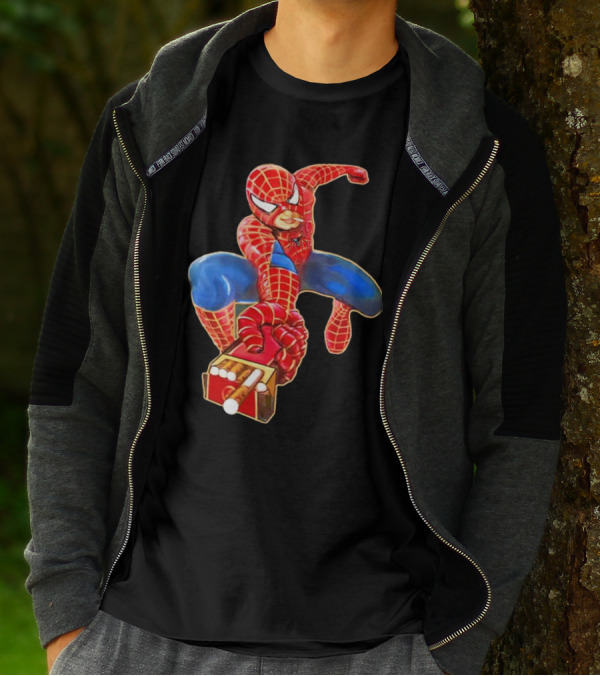 Spiderman Funny Smoking Man Superhero T-Shirt