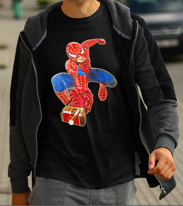 Spiderman Funny Smoking Man Superhero T-Shirt