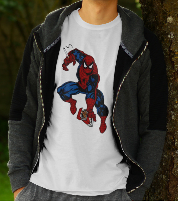 Spider-Man Smokerman Smoking Cigarette Comic T-Shirt