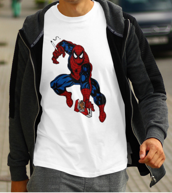 Spider-Man Smokerman Smoking Cigarette Comic T-Shirt