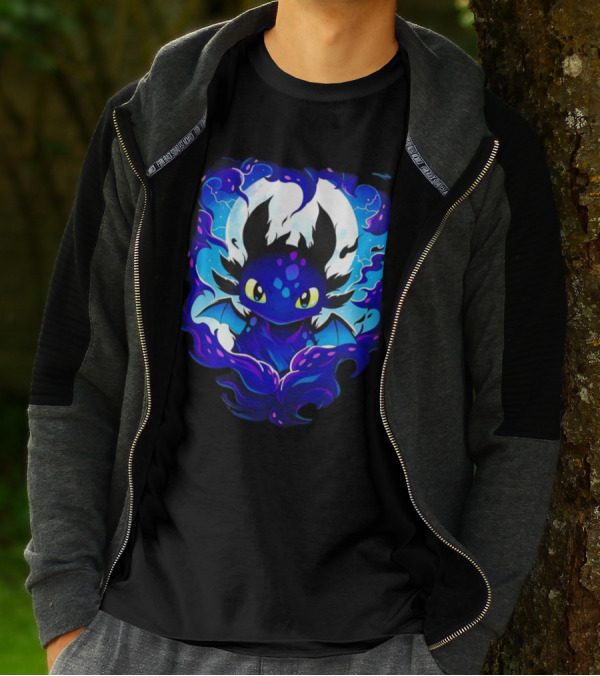 Toothless How To Train Your Dragon Darkness Cartoon Blue Flame T-Shirt
