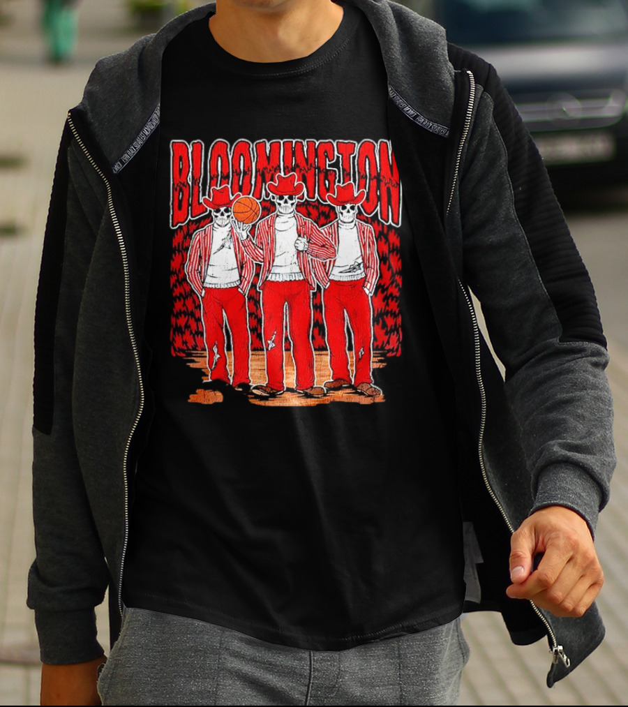 Bloomington Basketball Skeletons In Cowboy Hats T-Shirt