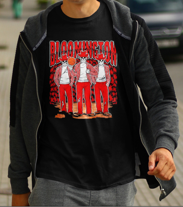 Bloomington Basketball Skeletons In Cowboy Hats T-Shirt