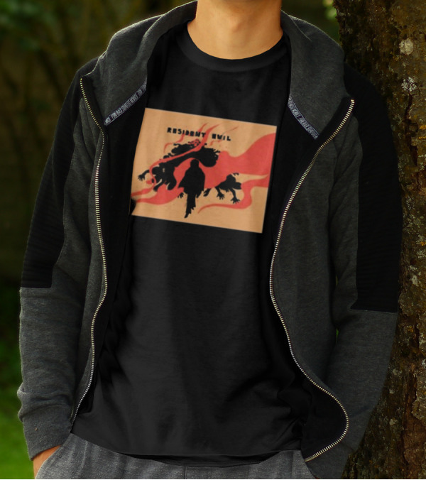 Resident Evil Silhouette Shadow Red Flames T-Shirt