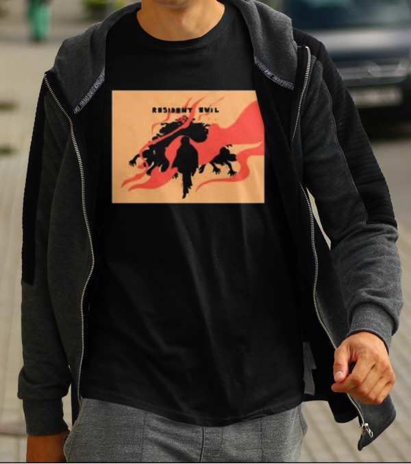 Resident Evil Silhouette Shadow Red Flames T-Shirt