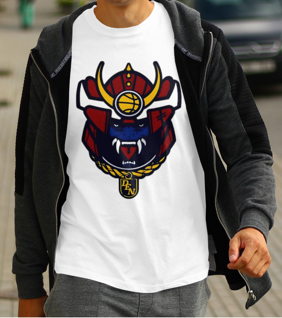 Denver Nuggets Samurai Helmet Emblem With DN Badge T-Shirt