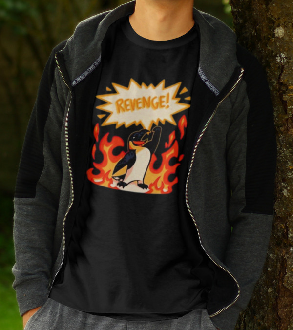 Hazbin Hotel Helluva Boss Revenge Penguin In Flames T-Shirt