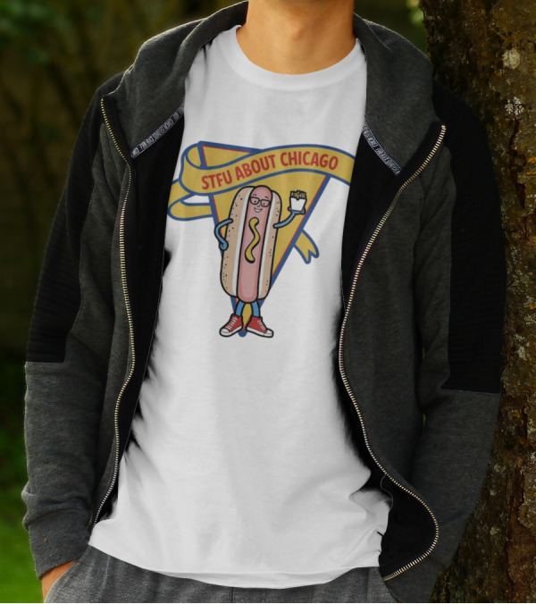 STFU About Chicago Hot Dog With Glasses And Fries T-Shirt
