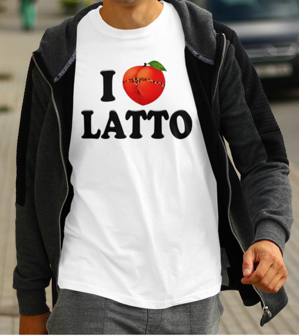 I Love Latto Peach With Leopard Print Detail T-Shirt