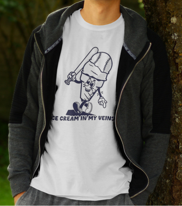 Ice Cream In My Veins Baseball Cone Bat Character T-Shirt