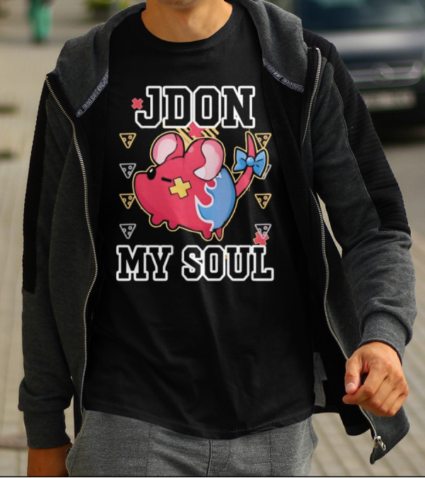 JDON My Soul Rat With Cute Red And Blue Cartoon Mouse With Pizza Slices T-Shirt