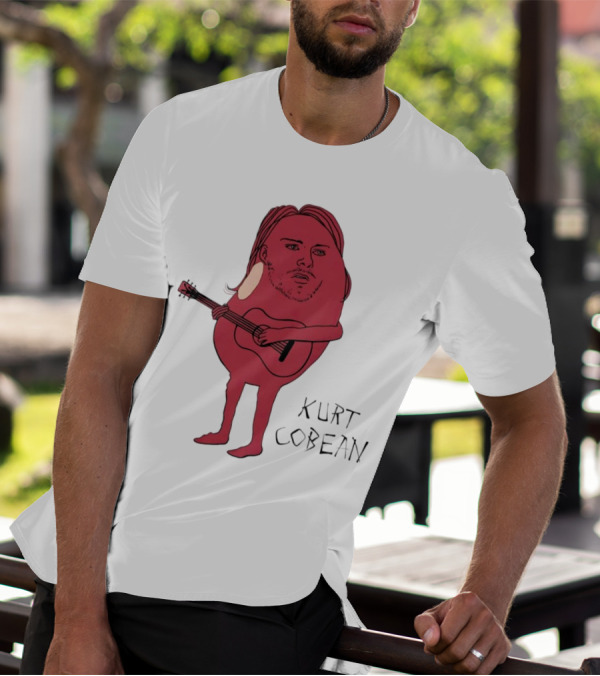 Kurt Cobean Guitar Bean Character T-Shirt