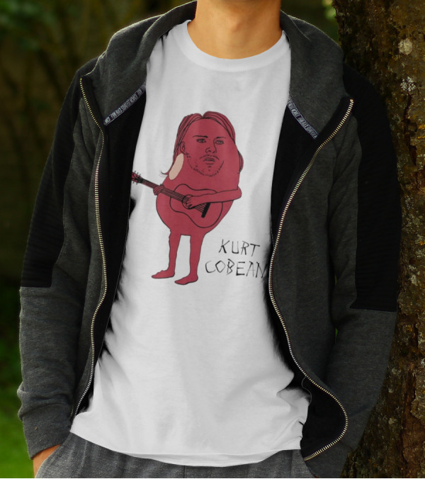 Kurt Cobean Guitar Bean Character T-Shirt