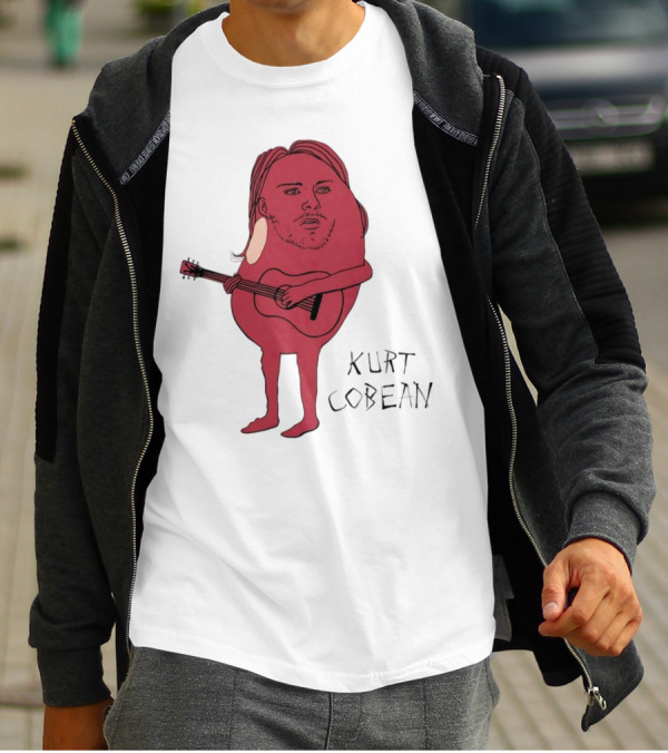 Kurt Cobean Guitar Bean Character T-Shirt