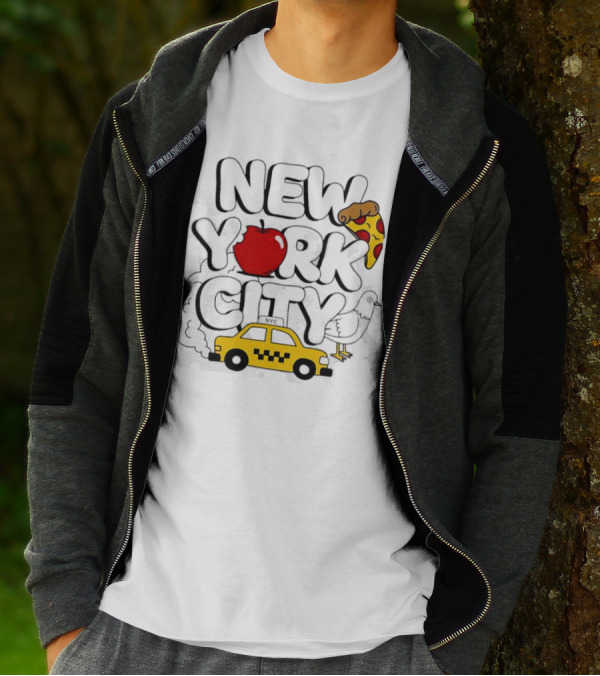 NEW YORK CITY Apple Pizza Taxi Pigeon T-Shirt