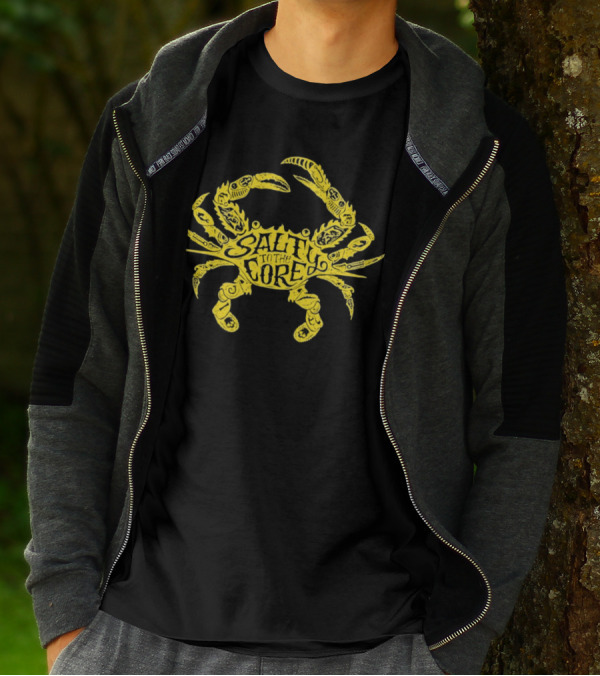 Salty To The Core Yellow Crab Tattoo-Inspired T-Shirt