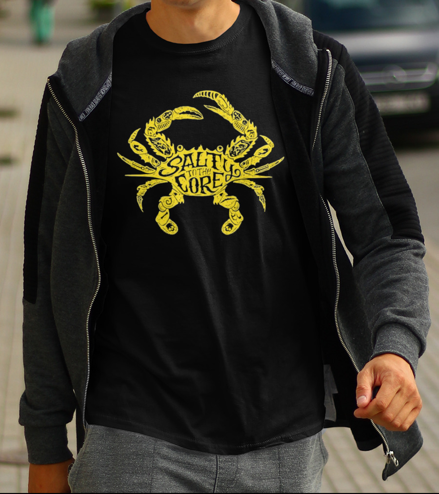 Salty To The Core Yellow Crab Tattoo-Inspired T-Shirt