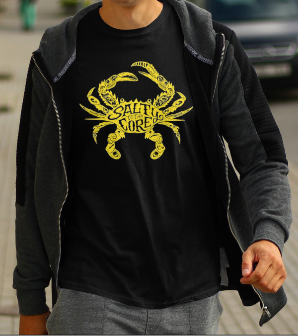 Salty To The Core Yellow Crab Tattoo-Inspired T-Shirt