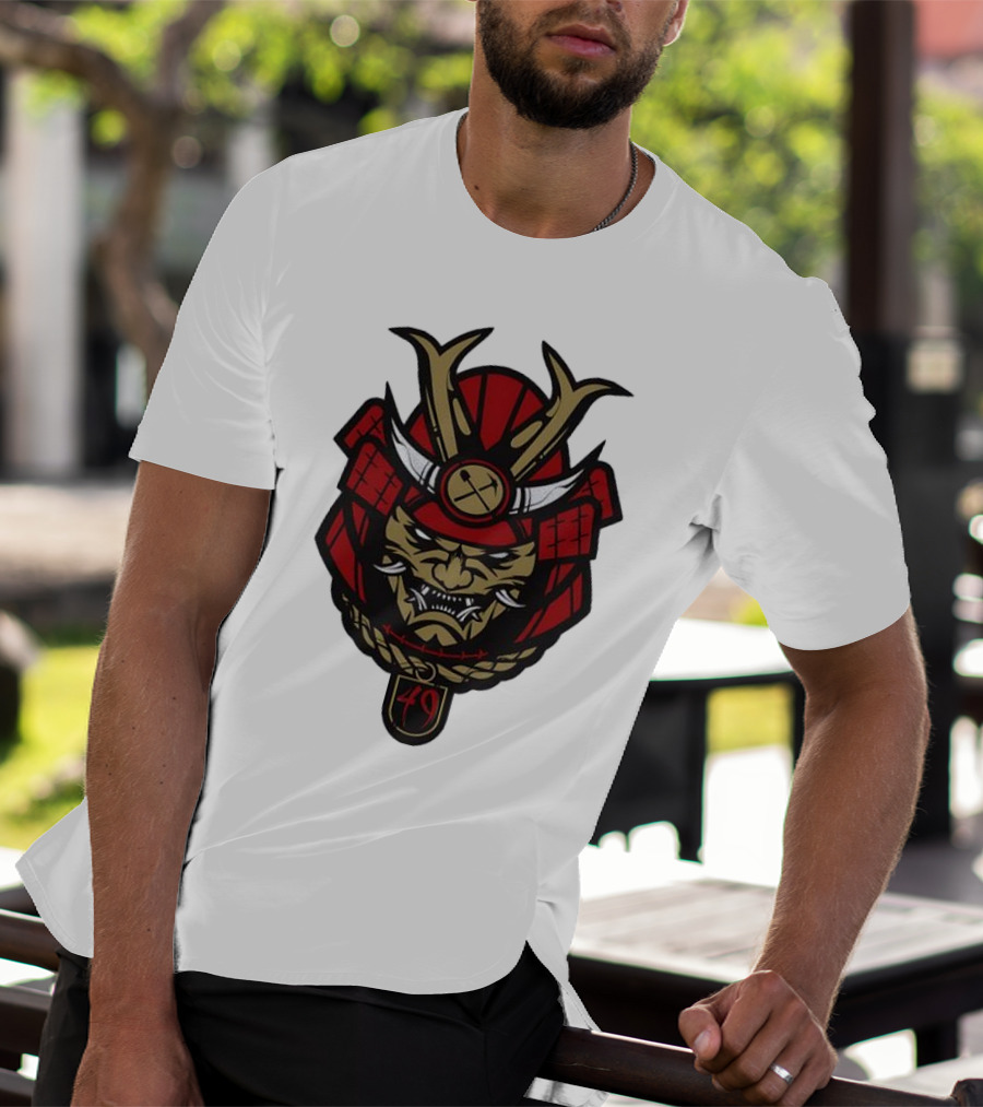 San Francisco 49ers Samurai Head With Crossed Axes And Number 49 T-Shirt