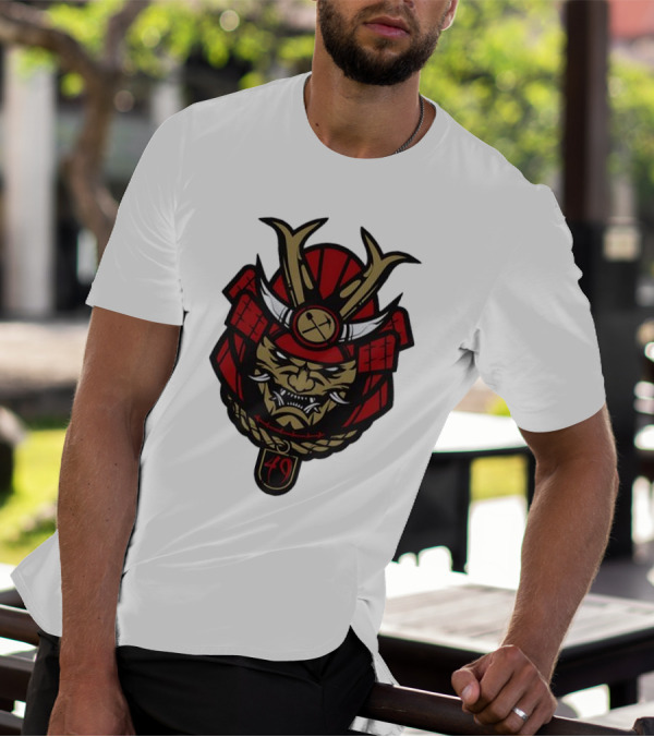 San Francisco 49ers Samurai Head With Crossed Axes And Number 49 T-Shirt