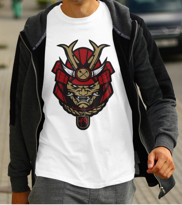 San Francisco 49ers Samurai Head With Crossed Axes And Number 49 T-Shirt