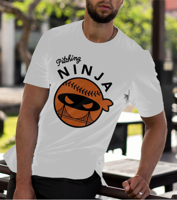 Pitching Ninja San Francisco Giants Orange Ball Face With Bridge T-Shirt