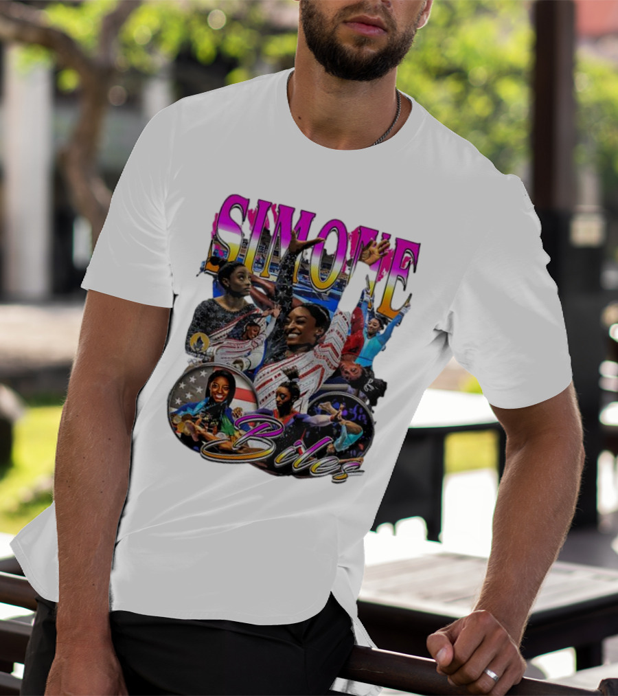 Simone Biles Olympic Champion Retro Collage T-Shirt