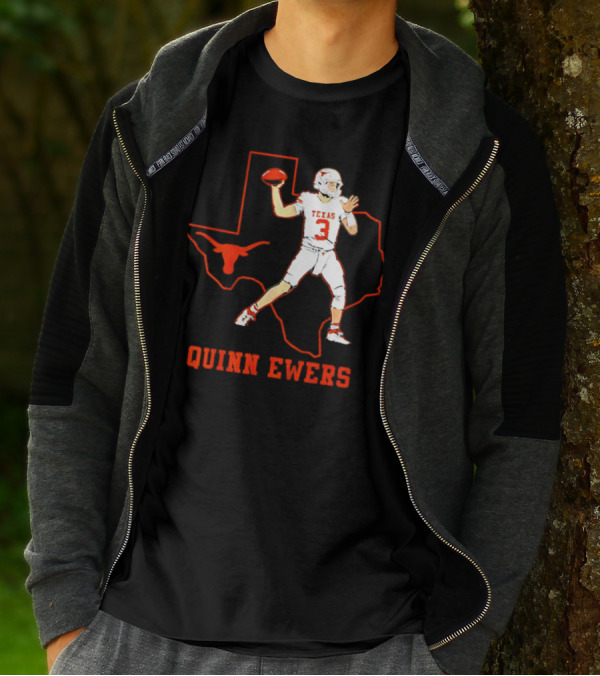 Quinn Ewers Texas Longhorns Football State Outline T-Shirt
