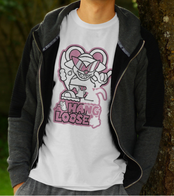 Coneyfest Hang Loose Retro Cartoon Mouse Hand Gesture T-Shirt