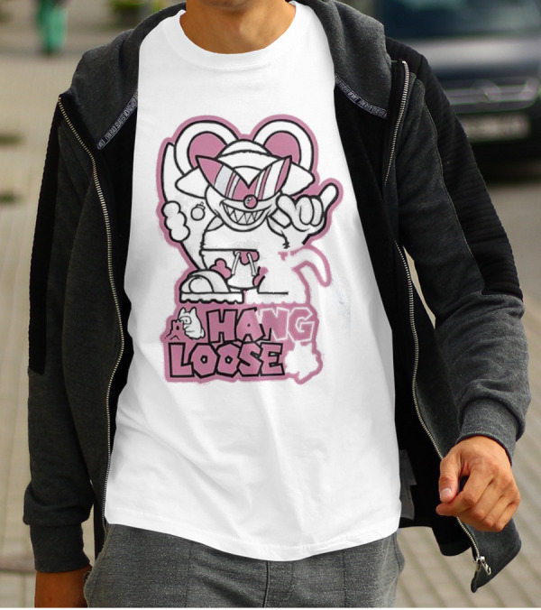 Coneyfest Hang Loose Retro Cartoon Mouse Hand Gesture T-Shirt