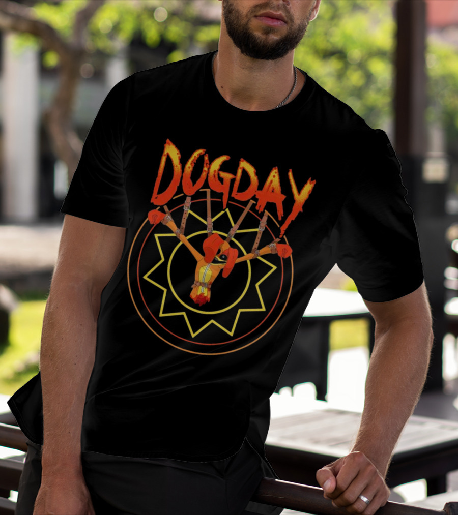 Dogday Monster Puppet With Sunburst Background T-Shirt