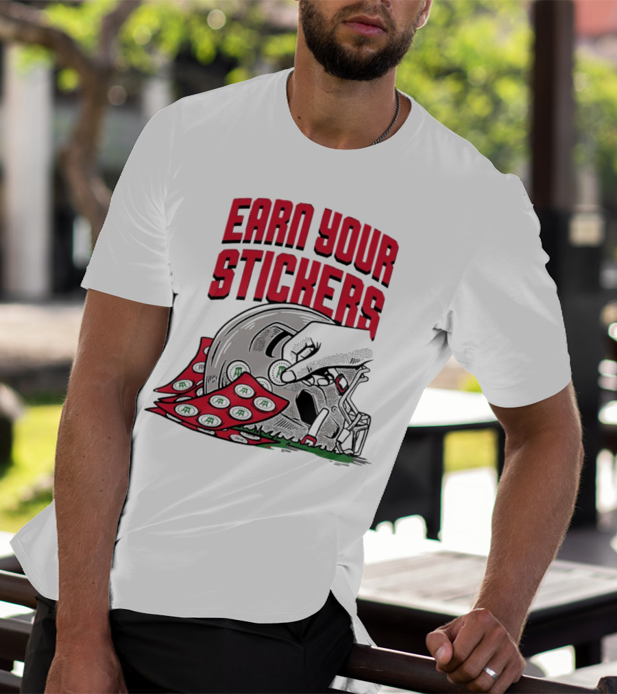 Ohio State Buckeyes Earn Your Stickers Helmet Skull Football T-Shirt