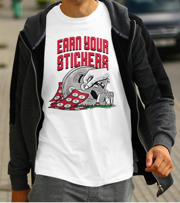 Ohio State Buckeyes Earn Your Stickers Helmet Skull Football T-Shirt