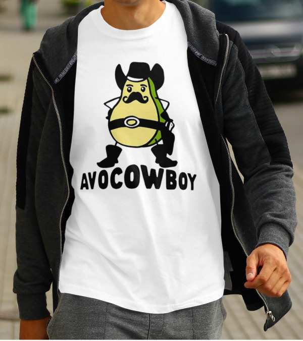 Avocowboy Avocado X Cowboy Character With Hat And Mustache T-Shirt