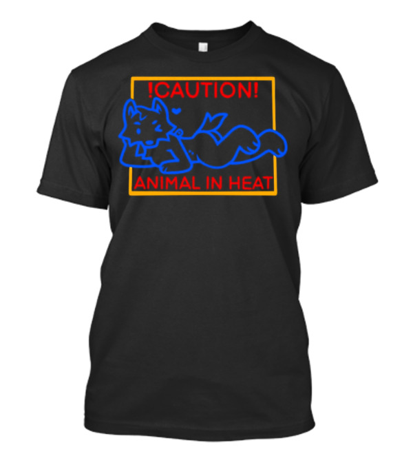 Caution Animal In Heat Neon Sign Playful Fox Character T-Shirt