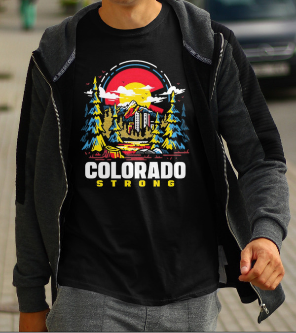 Dude Dad Colorado Strong Forest Sunset Mountains T-Shirt