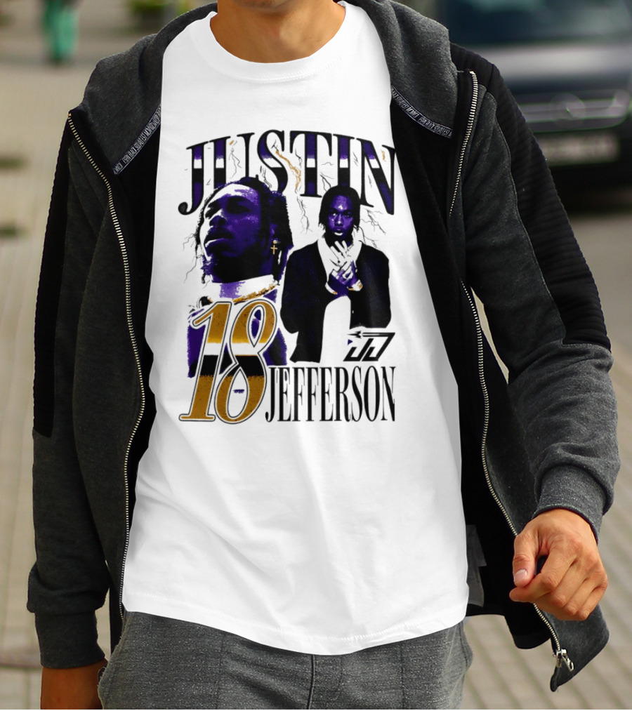 Justin Jefferson 18 Minnesota Vikings Lightning T-Shirt