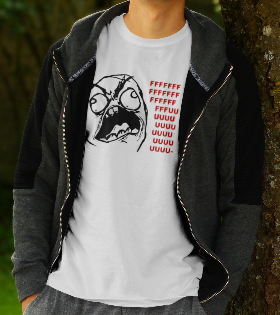 Rage Face Meme FFFFUUUUU Repeated Text T-Shirt